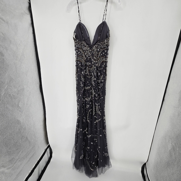 JOVNI prom wedding bridesmaid grey beaded long sweetheart dress 8 - Picture 4 of 11